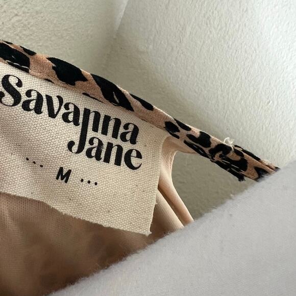 Savanna Jane Shift Dress w Pockets Medium Leopard Embroidered Floral Mini Animal - Picture 11 of 11